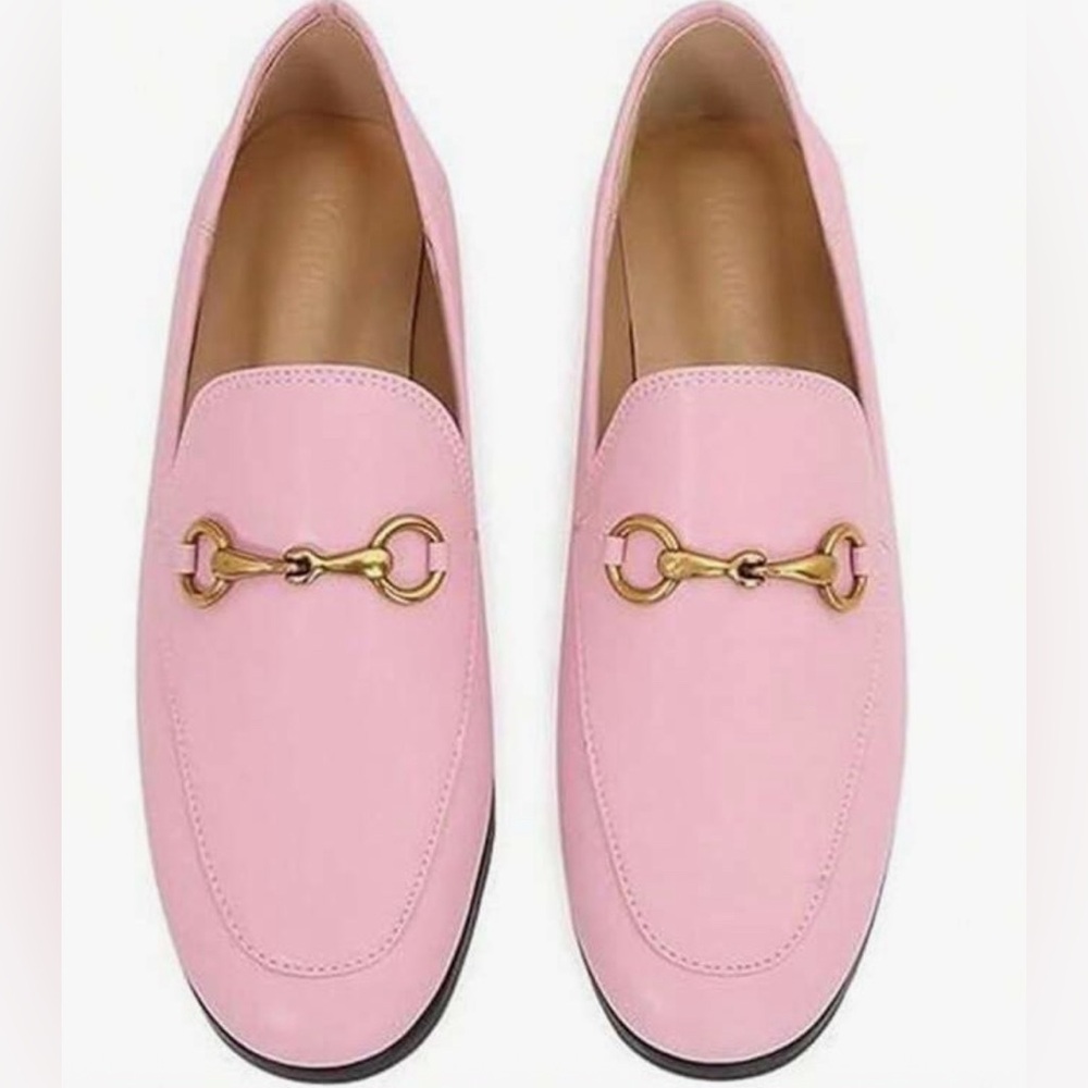 Pink Women's Leather Horsebit Loafers